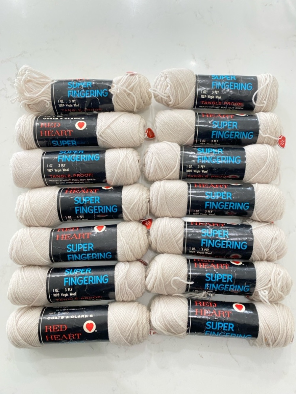 Vintage Coats & Clark's Red Heart Super Fingering 100% Virgin Wool Yarn Skeins
